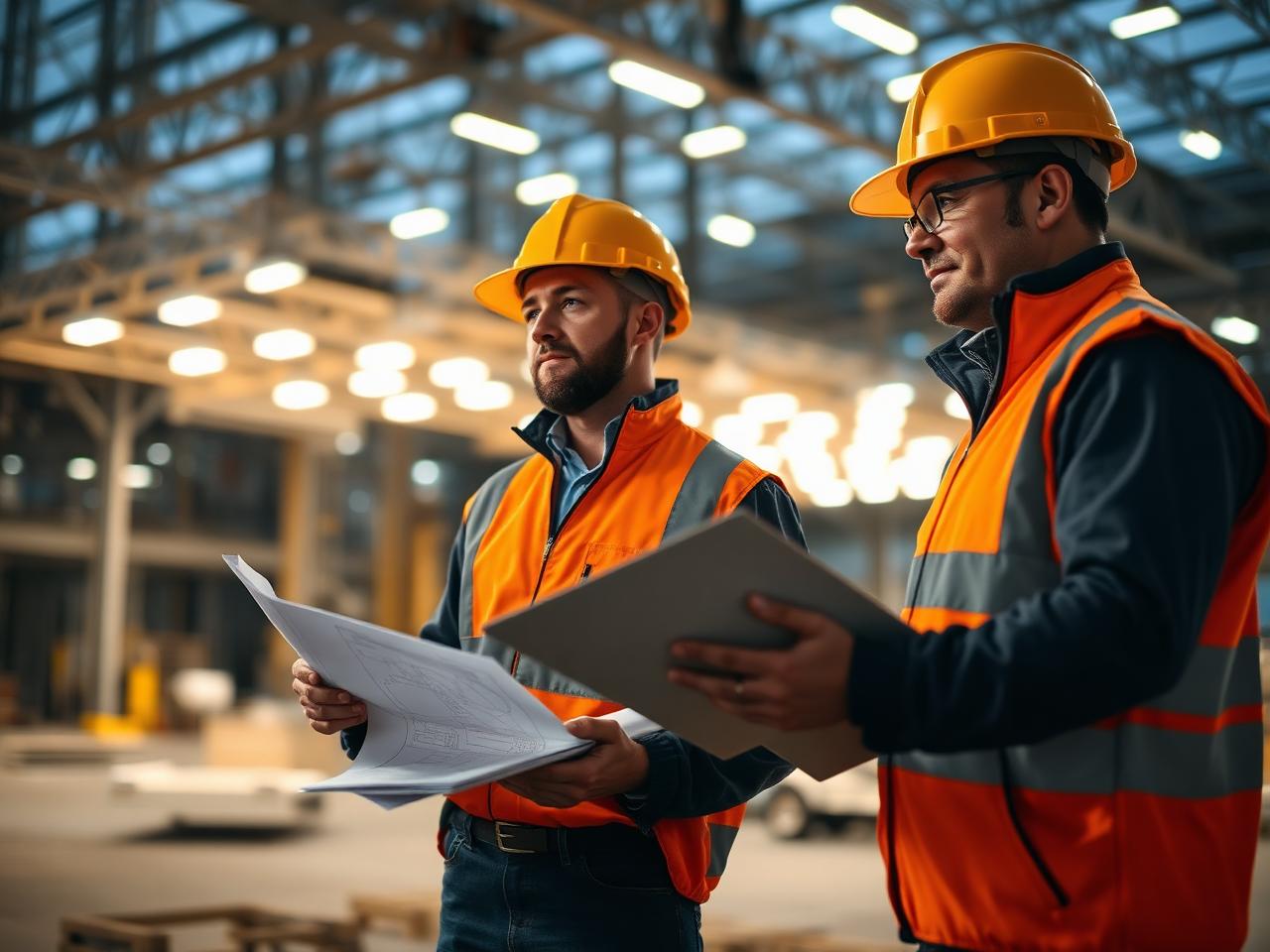 Engenheiros da LuxPro analisando um projeto luminotécnico em campo